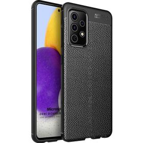 Microsonic Samsung Galaxy A52 Deri Dokulu Silikon Siyah Kılıf