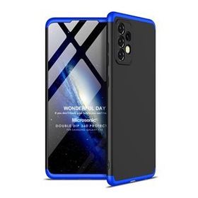 Microsonic Samsung Galaxy A52 Double Dip 360 Protective Siyah Mavi Kılıf