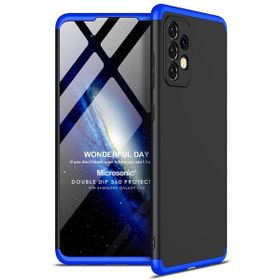 Microsonic Samsung Galaxy A52 Double Dip 360 Protective Siyah Mavi Kılıf
