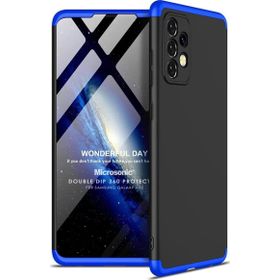 Microsonic Samsung Galaxy A52 Double Dip 360 Protective Siyah Mavi Kılıf