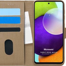 Microsonic Samsung Galaxy A52 Fabric Book Wallet Gold Kılıf