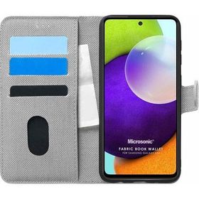 Microsonic Samsung Galaxy A52 Fabric Book Wallet Gri Kılıf