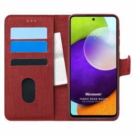 Microsonic Samsung Galaxy A52 Fabric Book Wallet Kırmızı Kılıf