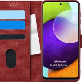 Microsonic Samsung Galaxy A52 Fabric Book Wallet Kırmızı Kılıf