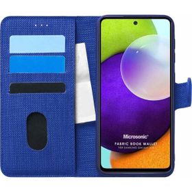 Microsonic Samsung Galaxy A52 Fabric Book Wallet Lacivert Kılıf