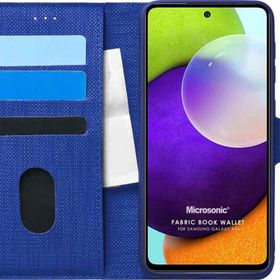 Microsonic Samsung Galaxy A52 Fabric Book Wallet Lacivert Kılıf