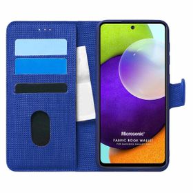 Microsonic Samsung Galaxy A52 Fabric Book Wallet Lacivert Kılıf