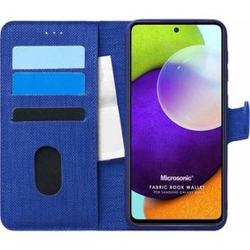 Microsonic Samsung Galaxy A52 Fabric Book Wallet Lacivert Kılıf