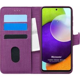 Microsonic Samsung Galaxy A52 Fabric Book Wallet Mor Kılıf
