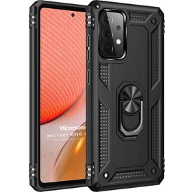 Microsonic Samsung Galaxy A52 Military Ring Holder Siyah Kılıf