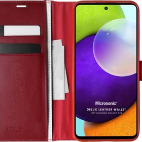 Microsonic Samsung Galaxy A52S Delux Leather Wallet Kırmızı Kılıf