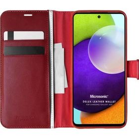 Microsonic Samsung Galaxy A52S Delux Leather Wallet Kırmızı Kılıf