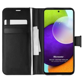 Microsonic Samsung Galaxy A52S Delux Leather Wallet Siyah Kılıf