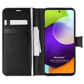 Microsonic Samsung Galaxy A52S Delux Leather Wallet Siyah Kılıf