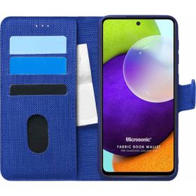 Microsonic Samsung Galaxy A52S Fabric Book Wallet Lacivert Kılıf