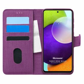 Microsonic Samsung Galaxy A52S Fabric Book Wallet Mor Kılıf