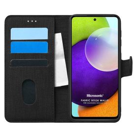 Microsonic Samsung Galaxy A52S Fabric Book Wallet Siyah Kılıf