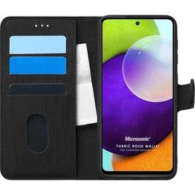 Microsonic Samsung Galaxy A52S Fabric Book Wallet Siyah Kılıf