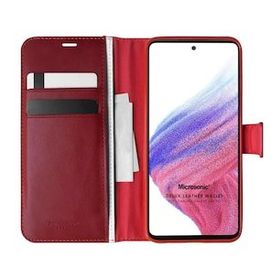 Microsonic Samsung Galaxy A53 5G Delux Leather Wallet Kırmızı Kılıf