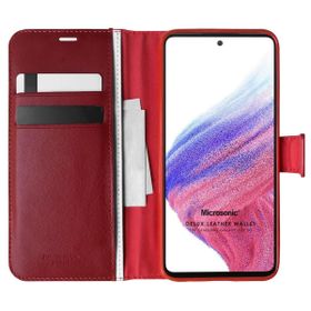 Microsonic Samsung Galaxy A53 5G Delux Leather Wallet Kırmızı Kılıf