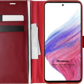 Microsonic Samsung Galaxy A53 5G Delux Leather Wallet Kırmızı Kılıf