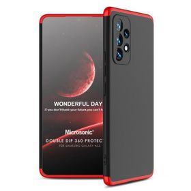 Microsonic Samsung Galaxy A53 5G Double Dip 360 Protective Siyah Kırmızı Kılıf