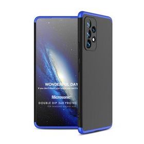 Microsonic Samsung Galaxy A53 5G Double Dip 360 Protective Siyah Mavi Kılıf