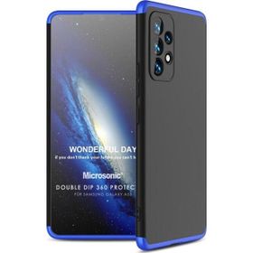 Microsonic Samsung Galaxy A53 5G Double Dip 360 Protective Siyah Mavi Kılıf