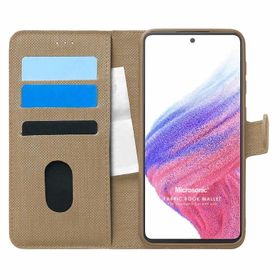 Microsonic Samsung Galaxy A53 5G Fabric Book Wallet Gold Cep Telefonu Kılıfı