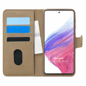 Microsonic Samsung Galaxy A53 5G Fabric Book Wallet Gold Cep Telefonu Kılıfı