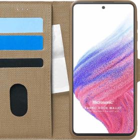 Microsonic Samsung Galaxy A53 5G Fabric Book Wallet Gold Cep Telefonu Kılıfı