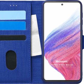 Microsonic Samsung Galaxy A53 5G Fabric Book Wallet Lacivert Kılıf