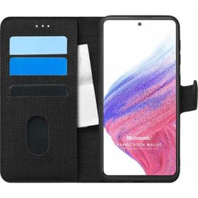 Microsonic Samsung Galaxy A53 5G Fabric Book Wallet Siyah Siyah Kılıf