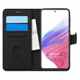 Microsonic Samsung Galaxy A53 5G Fabric Book Wallet Siyah Siyah Kılıf