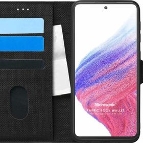 Microsonic Samsung Galaxy A53 5G Fabric Book Wallet Siyah Siyah Kılıf