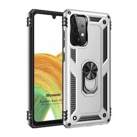 Microsonic Samsung Galaxy A53 5G Military Ring Holder Gümüş Cep Telefonu Kılıf