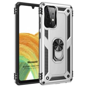 Microsonic Samsung Galaxy A53 5G Military Ring Holder Gümüş Cep Telefonu Kılıf