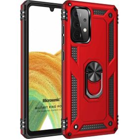 Microsonic Samsung Galaxy A53 5G Military Ring Holder Kırmızı Kılıf