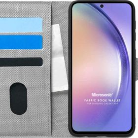 Microsonic Samsung Galaxy A54 Fabric Book Wallet Gri Kılıf