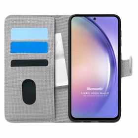 Microsonic Samsung Galaxy A54 Fabric Book Wallet Gri Kılıf