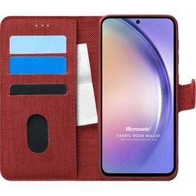 Microsonic Samsung Galaxy A54 Fabric Book Wallet Kırmızı Kılıf