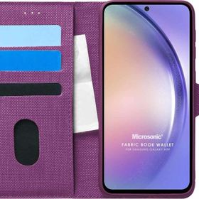 Microsonic Samsung Galaxy A54 Fabric Book Wallet Mor Kılıf