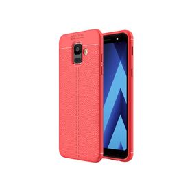 Microsonic Samsung Galaxy A6 2018 Deri Dokulu Silikon Kırmızı Kılıf