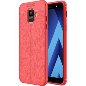 Microsonic Samsung Galaxy A6 2018 Deri Dokulu Silikon Kırmızı Kılıf