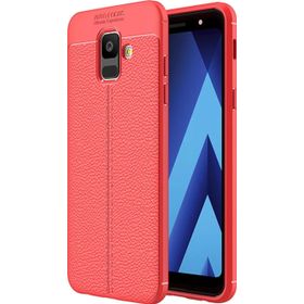 Microsonic Samsung Galaxy A6 2018 Deri Dokulu Silikon Kırmızı Kılıf