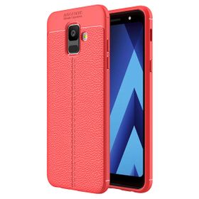 Microsonic Samsung Galaxy A6 2018 Deri Dokulu Silikon Kırmızı Kılıf