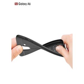 Microsonic Samsung Galaxy A6 2018 Deri Dokulu Silikon Lacivert Kılıf