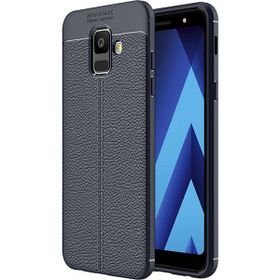 Microsonic Samsung Galaxy A6 2018 Deri Dokulu Silikon Lacivert Kılıf