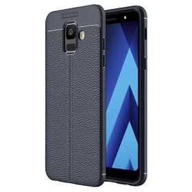 Microsonic Samsung Galaxy A6 2018 Deri Dokulu Silikon Lacivert Kılıf