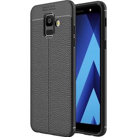 Microsonic Samsung Galaxy A6 2018 Deri Dokulu Silikon Siyah Kılıf